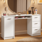 Escrivaninha Penteadeira 136cm 1 Porta 3 Gavetas Branco Madesa