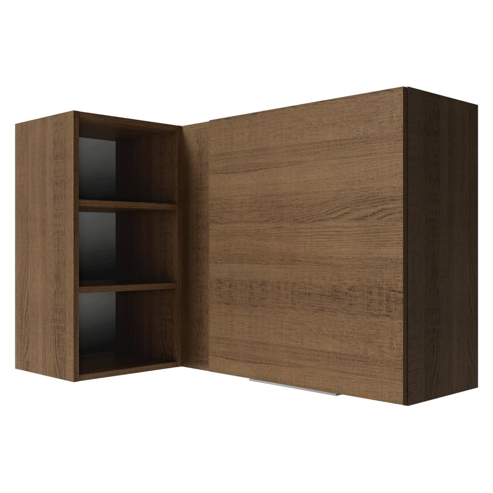 Armário Aéreo de Canto para Quarto 1 Porta e 3 Nichos Rustic Neo Madesa