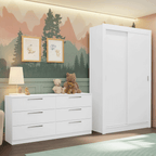 Conjunto Quarto Infantil com Guarda Roupa 2 Portas e Cômoda Madesa