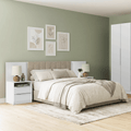 Cabeceira Extensível Estofada com 2 Mesas de Cabeceira Branco/Imperial Madesa