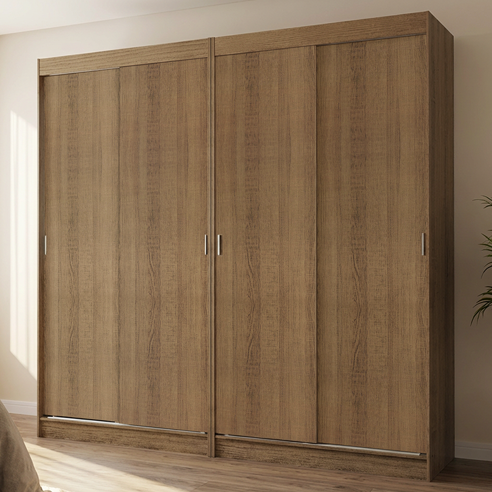 Conjunto 2 Guarda-Roupas 4 Portas de Correr Rustic Tokio Madesa
