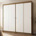 Conjunto 2 Guarda-Roupas 4 Portas de Correr Rustic/Branco Tokio Madesa