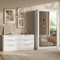 Conjunto Quarto Solteiro com Guarda-Roupa 2 Portas com Espelhos e Cômoda Branco Madesa