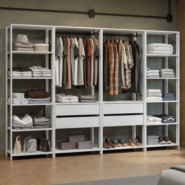 Guarda-Roupa Closet Modulado 4 Gavetas 258 cm Branco Valencia Madesa 01