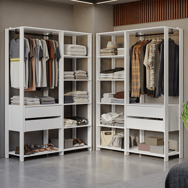 Guarda-Roupa Closet Modulado 4 Gavetas 258 cm Branco Valencia Madesa 04