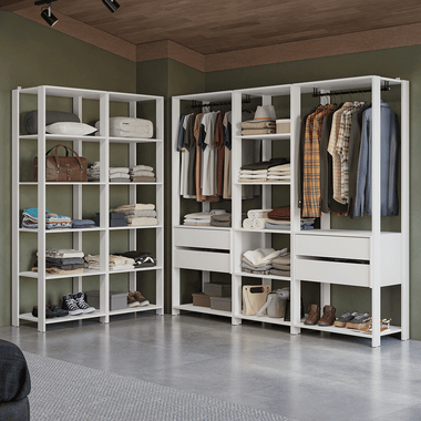Guarda-Roupa Closet Modulado 4 Gavetas 317 cm Branco Valencia Madesa