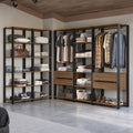 Guarda-Roupa Closet Modulado 4 Gavetas 317 cm Rustic/Preto Valencia Madesa
