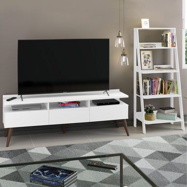 Rack para TV até 65 Polegadas Madesa Londres e Estante Escada Branco