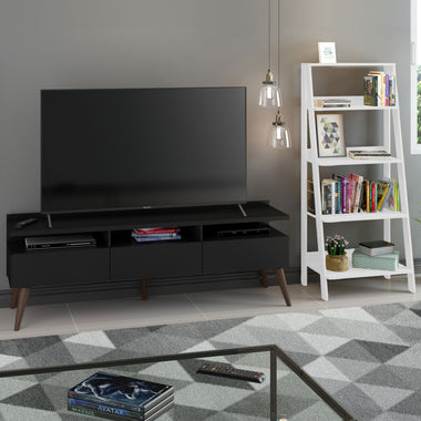 Rack para TV até 65 Polegadas Madesa Londres e Estante Escada Preto/Branco