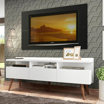 Rack Madesa Londres e Painel para TV até 55 Polegadas Branco/Preto
