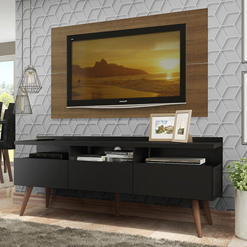 Rack Madesa Londres e Painel para TV até 55 Polegadas Rustic/Preto