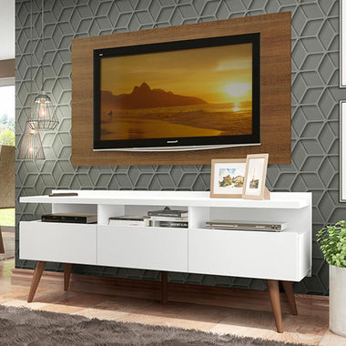 Rack Madesa Londres e Painel para TV até 55 Polegadas Branco/Rustic