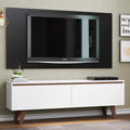 Rack Madesa Le Mans e Painel para TV até 55 Polegadas 2 Portas Branco/Preto