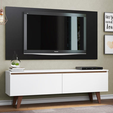 Rack Madesa Le Mans e Painel para TV até 55 Polegadas 2 Portas Branco/Preto