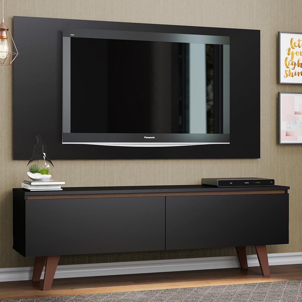 Rack Madesa Le Mans e Painel para TV até 55 Polegadas 2 Portas Preto