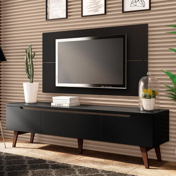 Rack Madesa Reims e Painel para TV até 55 Polegadas 2 Portas e 1 Gaveta Preto