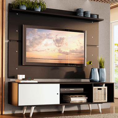 Rack Madesa Dubai e Painel para TV até 65 Polegadas com Pés Preto/Branco 7777