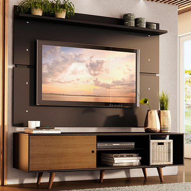 Rack Madesa Dubai e Painel para TV até 65 Polegadas com Pés Preto/Rustic D8D8