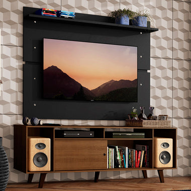 Rack Madesa Cancun com Pés e Painel para TV até 65 Polegadas Rustic/Preto 5ZD8