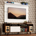 Rack Madesa Cancun com Pés e Painel para TV até 65 Polegadas Rustic/Branco 6E9B