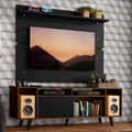 Rack Madesa Cancun com Pés e Painel para TV até 65 Polegadas Rustic/Preto 7KD8