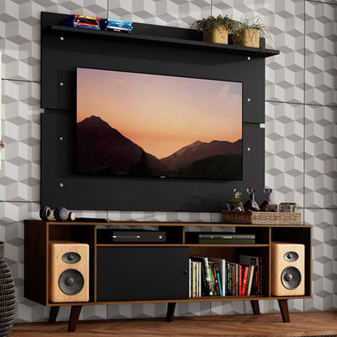 Rack Madesa Cancun com Pés e Painel para TV até 65 Polegadas Rustic/Preto 7KD8