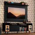 Rack Madesa Cancun com Pés e Painel para TV até 65 Polegadas Preto/Preto 8ND8