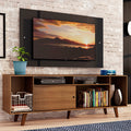 Rack Madesa Cancun com Pés e Painel para TV até 58 Polegadas Rustic/Preto 5ZD8