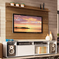 Rack Madesa Cancun e Painel para TV até 65 Polegadas Branco/Rustic 095Z