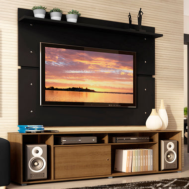 Rack Madesa Cancun e Painel para TV até 65 Polegadas Rustic/Preto 5Z8N