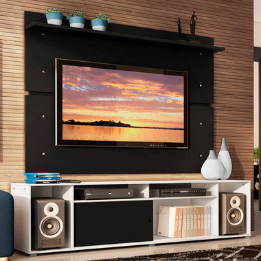 Rack Madesa Cancun e Painel para TV até 65 Polegadas Branco/Preto 738N