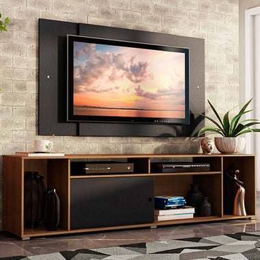 Rack Madesa Cancun e Painel para TV até 58 Polegadas Rustic/Preto 7K8N