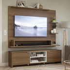 Rack com Painel para TV até 60 Polegadas 180 cm Rustic/Branco Metz Madesa