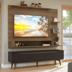 Rack com Painel para TV até 60 Polegadas 180 cm com Pés Rustic/Preto/Rustic Reims Madesa