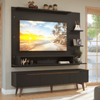 Rack com Painel para TV até 60 Polegadas 180 cm com Pés Preto/Rustic Reims Madesa