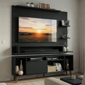 Rack com Painel para TV até 60 Polegadas 180 cm com Pés Preto/Rustic Cancun Madesa
