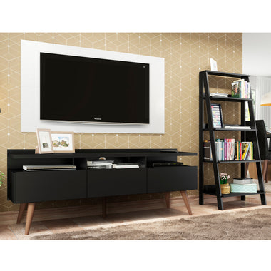 Rack Londres, Estante Escada e Painel para TV até 55 Polegadas Madesa Preto/Branco