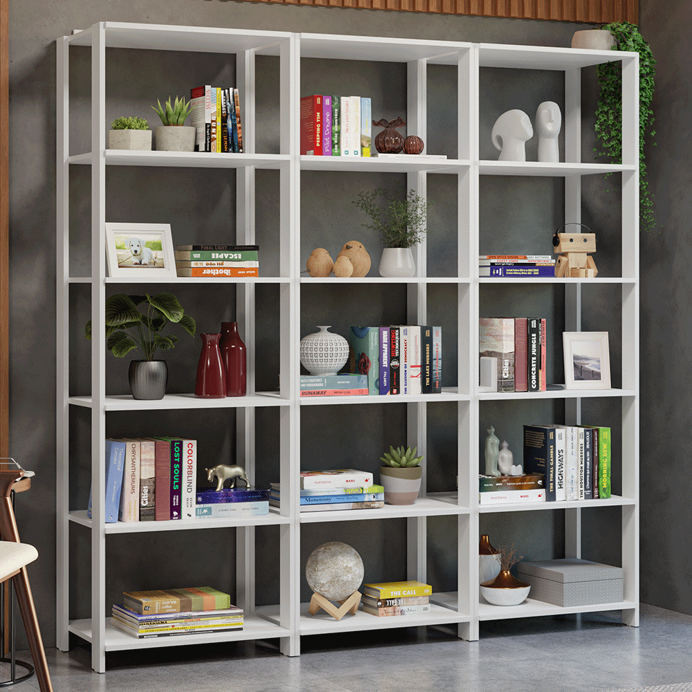 Estante Armário Multiuso para Livros 177cm Branco Madesa