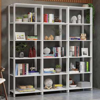 Estante Armário Multiuso para Livros 177cm Branco Madesa