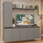 Rack Suspenso para TV até 70 Polegadas + Prateleira 200cm Cinza Nice Madesa 01