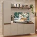 Rack Suspenso para TV até 70 Polegadas + Prateleira 200cm Crema Nice Madesa 01