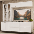 Estante Sala de Estar com Rack + Cristaleira 230cm Branco Vik Madesa 01