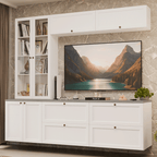 Estante Sala de Estar com Rack + Cristaleira 230cm Branco Vik Madesa 01