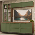 Estante Sala de Estar com Rack + Cristaleira 230cm Rustic/Verde Vik Madesa 01