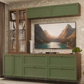 Estante Sala de Estar com Rack + Cristaleira 230cm Rustic/Verde/Rustic Vik Madesa 02