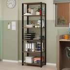 Estante Armário Multiuso para Escritório 59cm 5 Prateleiras Rustic/Preto Madesa