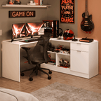 Escrivaninha em L para Computador Gamer Branco Roma Madesa