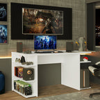 Mesa para Computador Gamer Madesa 9409 e Painel para TV até 50 Polegadas Branco/Preto