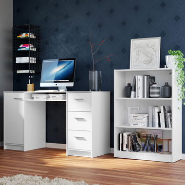 Escrivaninha Madesa Alaska + Estante Livreiro 6907 Branco