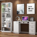 Escrivaninha Madesa Alaska + Estante Livreiro 6908 Branco